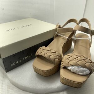 Sun + Stone Allvina Woven Wedge Sandals, Tan, Women Size 11 Item#569